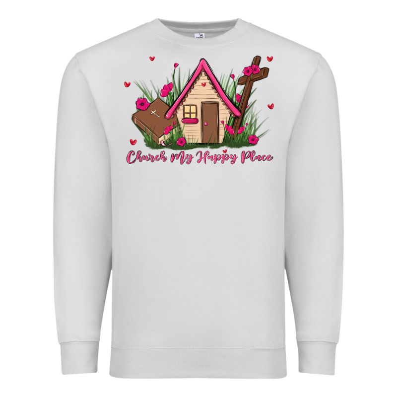 Church Is My Happy Place Premium Sweatshirt by MaliasSmallBusiness | Teevron