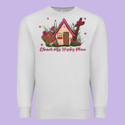 Church Is My Happy Place Premium Sweatshirt Designed By Maliassmallbusiness