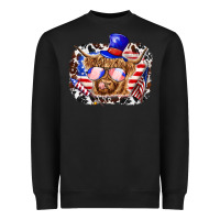 Black 4th of july cow Heavyweight Sweatshirt - texasbilliewilder