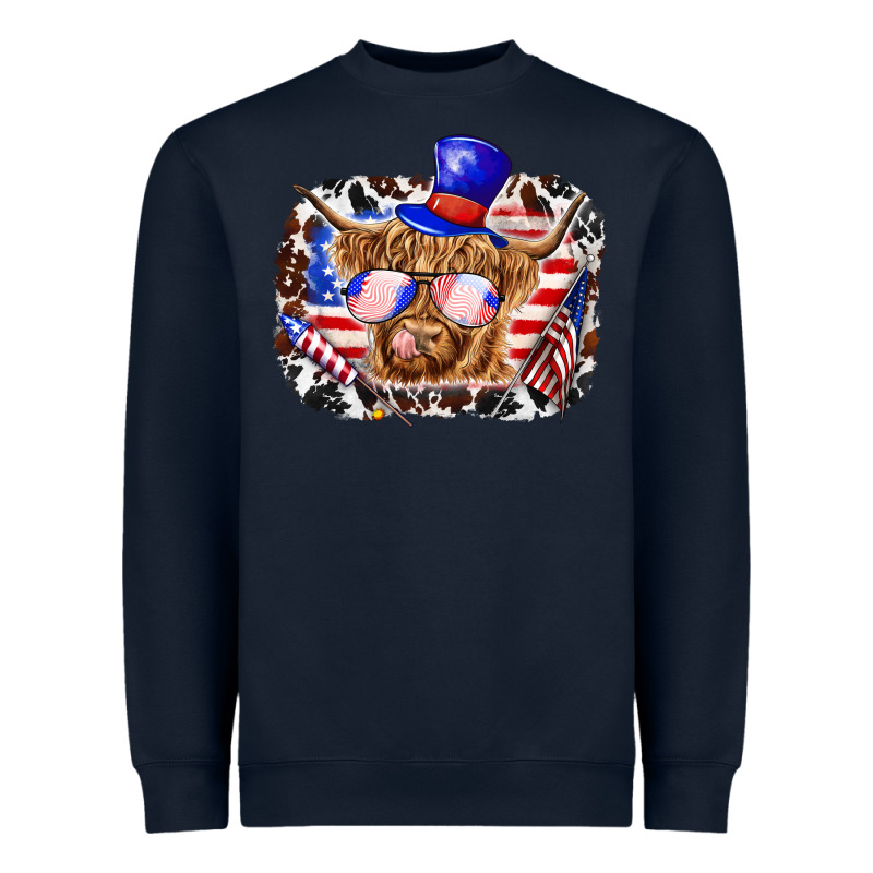 4th Of July Cow Heavyweight Sweatshirt by texasbilliewilder | Teevron