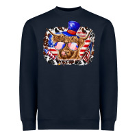 Navy 4th of july cow Heavyweight Sweatshirt - texasbilliewilder