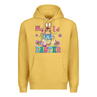 Antique Gold my first easter with baby bunny and eggs Premium Hoodie - AdoDesignShop