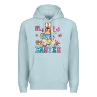 Blue Mist my first easter with baby bunny and eggs Premium Hoodie - AdoDesignShop