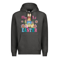 Charcoal Heather my first easter with baby bunny and eggs Premium Hoodie - AdoDesignShop
