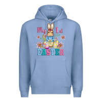 Colony Blue my first easter with baby bunny and eggs Premium Hoodie - AdoDesignShop