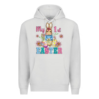 Dove Grey my first easter with baby bunny and eggs Premium Hoodie - AdoDesignShop