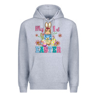 Heather Grey my first easter with baby bunny and eggs Premium Hoodie - AdoDesignShop
