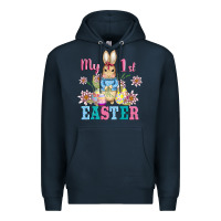 Navy my first easter with baby bunny and eggs Premium Hoodie - AdoDesignShop