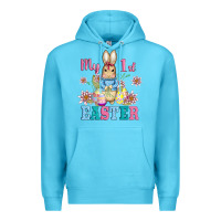 Ocean Blue my first easter with baby bunny and eggs Premium Hoodie - AdoDesignShop