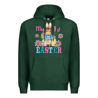 Sports Green my first easter with baby bunny and eggs Premium Hoodie - AdoDesignShop