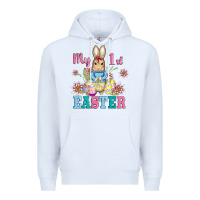White my first easter with baby bunny and eggs Premium Hoodie - AdoDesignShop