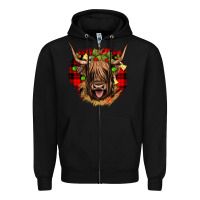 Black highland cow  christmas Zipper Hoodie - JahusDesignShop