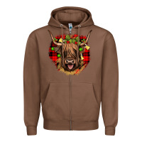 Chestnut highland cow  christmas Zipper Hoodie - JahusDesignShop
