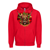 Red highland cow  christmas Zipper Hoodie - JahusDesignShop