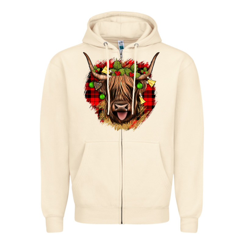 Highland Cow  Christmas Zipper Hoodie by JahusDesignShop | Teevron