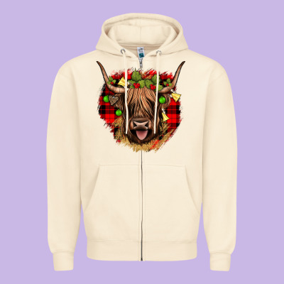 Highland Cow  Christmas Zipper Hoodie Designed By Jahusdesignshop