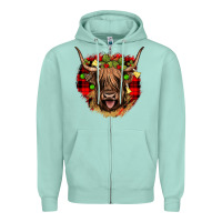 Seafoam highland cow  christmas Zipper Hoodie - JahusDesignShop