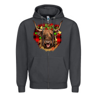 Smoke highland cow  christmas Zipper Hoodie - JahusDesignShop