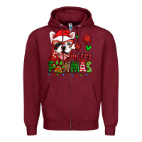 Burgundy merry pawmas christmas french bulldog Zipper Hoodie - Jasminsmagicworld