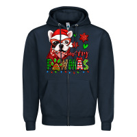 Navy merry pawmas christmas french bulldog Zipper Hoodie - Jasminsmagicworld