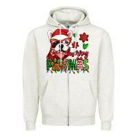 Oatmeal Heather merry pawmas christmas french bulldog Zipper Hoodie - Jasminsmagicworld