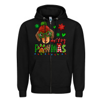 Black merry pawmas christmas dachshund Zipper Hoodie - Jasminsmagicworld