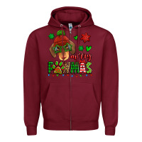 Burgundy merry pawmas christmas dachshund Zipper Hoodie - Jasminsmagicworld