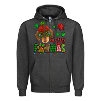 Charcoal Heather merry pawmas christmas dachshund Zipper Hoodie - Jasminsmagicworld