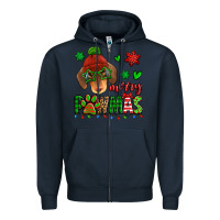Navy merry pawmas christmas dachshund Zipper Hoodie - Jasminsmagicworld