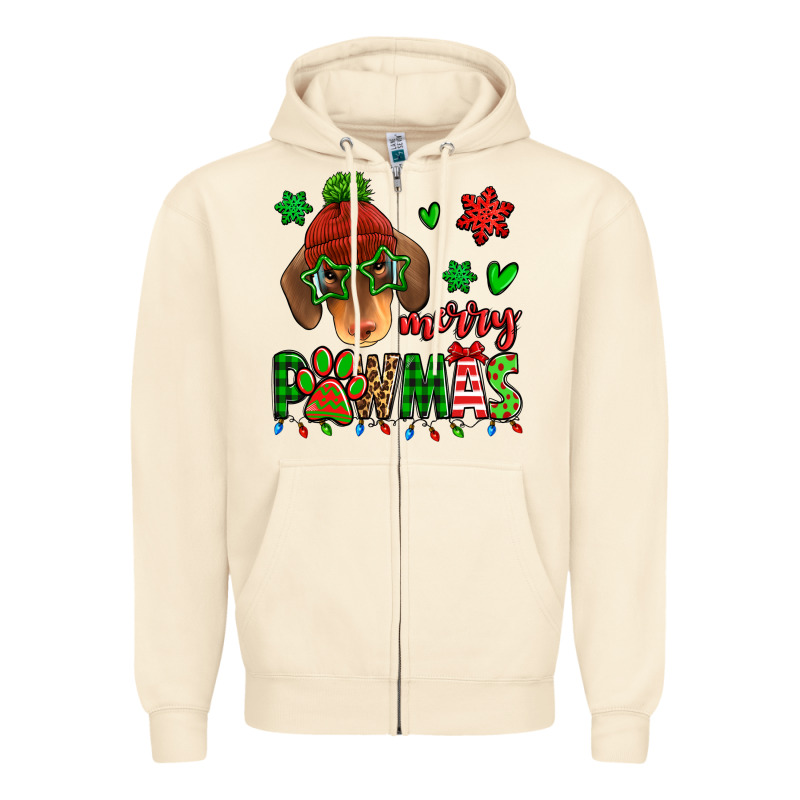 Merry Pawmas Christmas Dachshund Zipper Hoodie by Jasminsmagicworld | Teevron