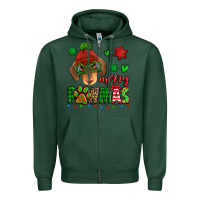 Sports Green merry pawmas christmas dachshund Zipper Hoodie - Jasminsmagicworld