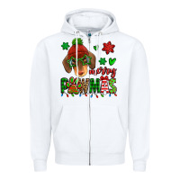 White merry pawmas christmas dachshund Zipper Hoodie - Jasminsmagicworld