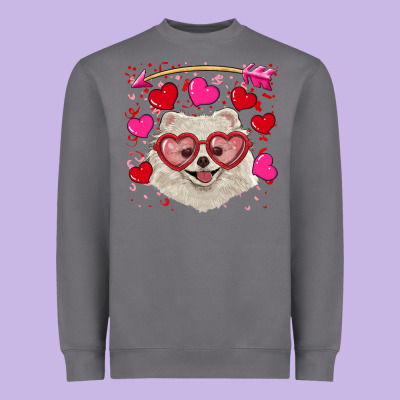 Heavyweight Sweatshirt valentine's day white pomeranian
