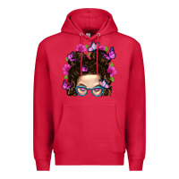 Cardinal Messy Bun Mom With Butterfly Premium Hoodie - BundleAndBundleShop