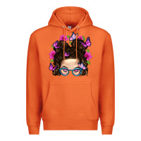 Carrot Messy Bun Mom With Butterfly Premium Hoodie - BundleAndBundleShop