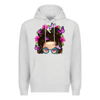 Messy Bun Mom With Butterfly Premium Hoodie | Teevron