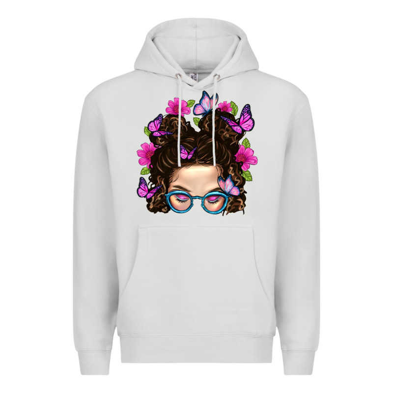 Messy Bun Mom With Butterfly Premium Hoodie by BundleAndBundleShop | Teevron