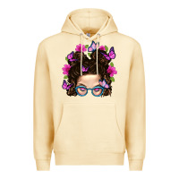 Pina Colada Messy Bun Mom With Butterfly Premium Hoodie - BundleAndBundleShop