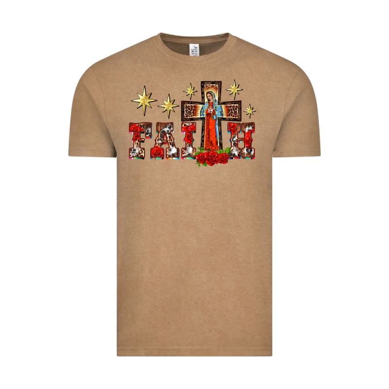 Faith Our Lady Of Guadalupe Cross Vintage Tee by BarkalooDesign | Teevron