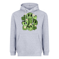 Heather Grey st. patrick's day green smile Heavyweight Hoodie - MaliasSmallBusiness