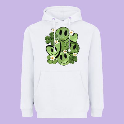St. Patrick's Day Green Smile Heavyweight Hoodie Designed By Maliassmallbusiness