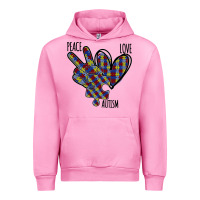 Fuchsia Pink Peace Love Autism Urban Hoodie - Bettercallsaul