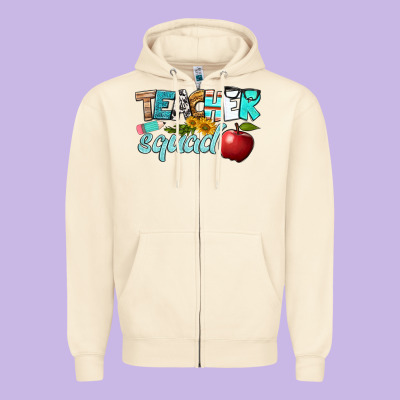 Teacher Squad Zipper Hoodie Designed By Bundleandbundleshop