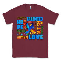 Burgundy autism  words Classic Tee - AdoDesignShop