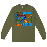 Army Green autism  words Long Sleeve Tee - AdoDesignShop