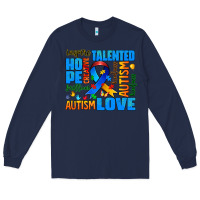 Navy autism  words Long Sleeve Tee - AdoDesignShop