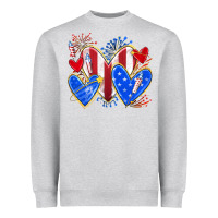 Heather Grey 4th of july hearts Heavyweight Sweatshirt - texasbilliewilder