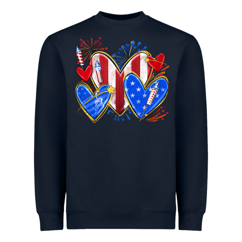 4th Of July Hearts Heavyweight Sweatshirt by texasbilliewilder | Teevron