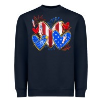 Navy 4th of july hearts Heavyweight Sweatshirt - texasbilliewilder
