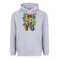 Heather Grey autism love Heavyweight Hoodie - MaliasSmallBusiness